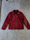 Boxyfit Leather Jacket (Cherry red)