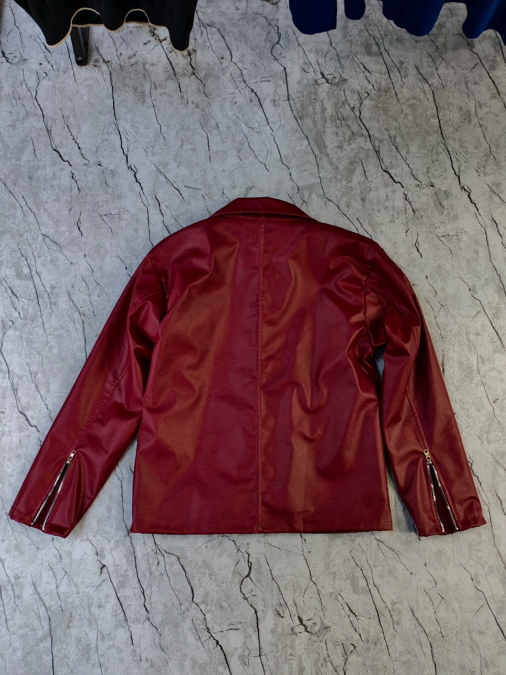 Boxyfit Leather Jacket (Cherry red)