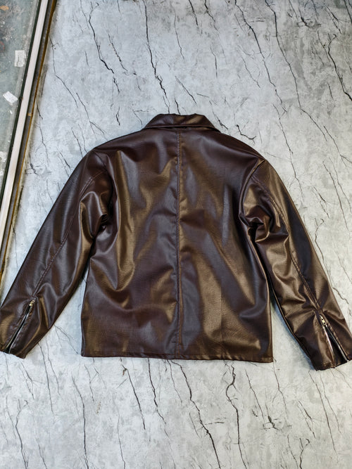 Boxyfit Leather Jacket (Brown)