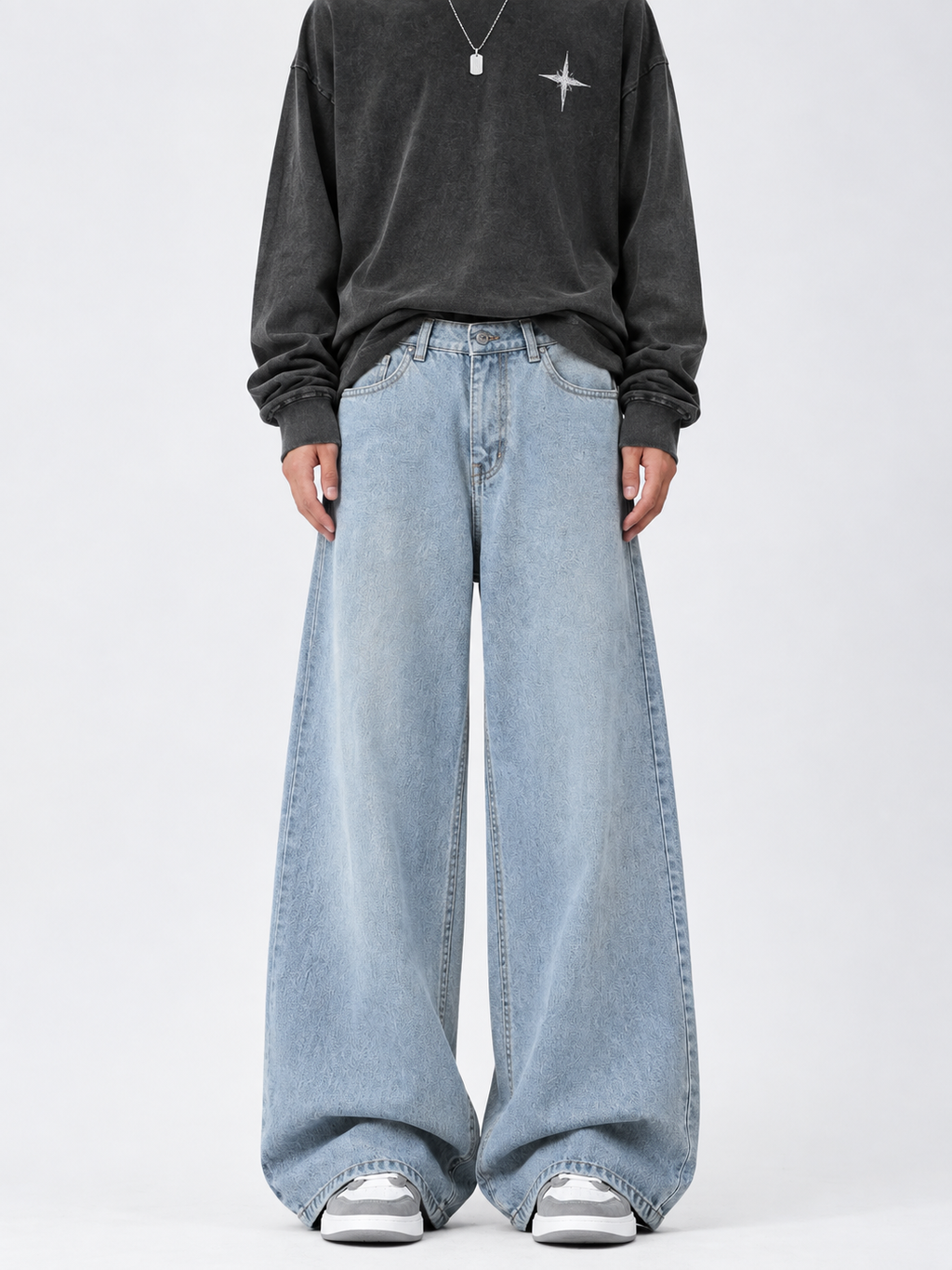 Icy Blue Wide leg Baggy Jeans
