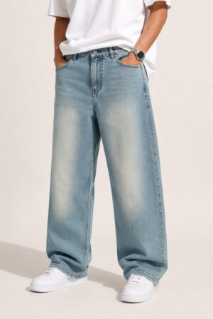 TINT GREEN STRAIGHT BAGGY JEANS
